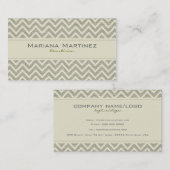 パステルグリーンレトロシェブロンパターンリネンテクスチャ 名刺 (正面/裏面)