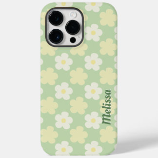 パステルグリーンヴィンテージフローラ名前をカスタムするカバー Case-Mate iPhone 14 PRO MAXケース