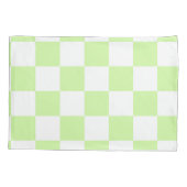 パステルグリーン市松模様にジンガムパターン 枕カバー (裏面)