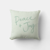 パステルグリーン手書きスクリプト平和+喜び クッション (正面)