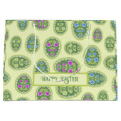 パステルグリーン春と伝統的イースターエッグ ラージペーパーバッグ (正面)