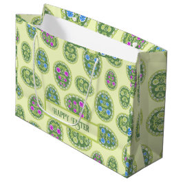 パステルグリーン春と伝統的イースターエッグ ラージペーパーバッグ