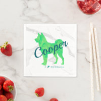 パステルグリーン柴犬シルエット ナプキン オーダーメイド