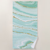パステルグリーン液体大理石の背景 ビーチタオル (正面)