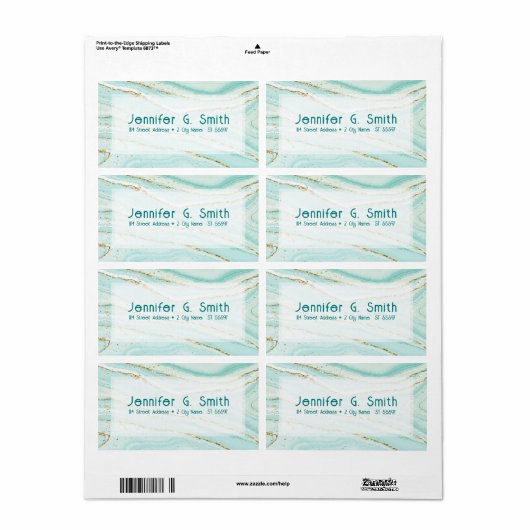 パステルグリーン液体大理石テクスチャ ラベル (フルシート)