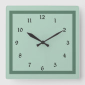 パステルグリーン無地のカラー スクエア壁時計 (正面)
