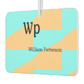 パステルグリーン青の追加の名前モノグラム文字タイトル カーエアーフレッシュナー (左)