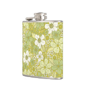 パステルグリーン&イエローフラワーパターン フラスク (左)