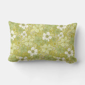 パステルグリーン&イエローフラワーパターン ランバークッション (裏面)