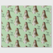 パステルグリーン&カスタム誕生日文字と写真 – ラッピングペーパー (フラット)