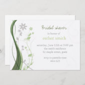 パステルグリーン&グレーフローラチャームの招待 招待状 (正面/裏面)