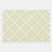 パステルグリーン&タンテディベアフェイスHEARTS PLAID ラッピングペーパーシート (正面3)