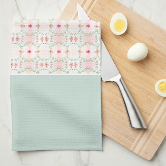 パステルグリーン（ピンク） キッチンタオル (四つ折り)