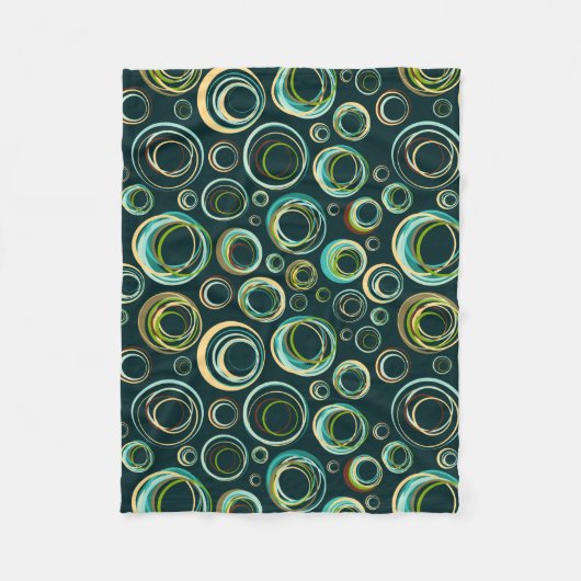 パステルグリーン&ベージュトーンモダン抽象芸術円 フリースブランケット (正面)