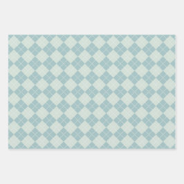 パステルグリーン&ホワイトホリデーウィンターノルディックパターン ラッピングペーパーシート