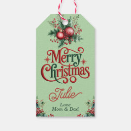 パステルグリーン メリークリスマス ギフトタグ