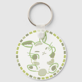 パステルグリーン&リラックスうさぎ キーホルダー