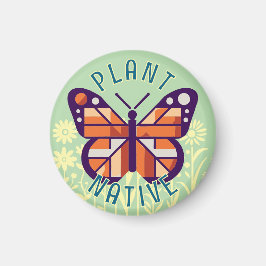 パステルグリーン（昆虫）オオカバマダラ、モナークバタフライプラント先住民キュービスト マグネット