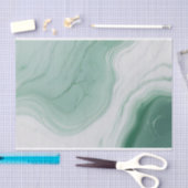 パステルグリーン、白抽象芸術大理石パターン 薄葉紙 (クラフト)