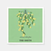 パステルグリーンmistletoe スタンダードカクテルナプキン (正面)