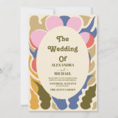 パステルグルーヴィモダンデイジー結婚フローラ 招待状 (正面)