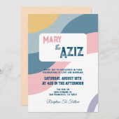 パステルグルーヴィレトロ70sフローラ結婚式招待状 招待状 (正面/裏面)