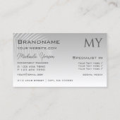 パステルグレーのグラデーションとパームの葉とモノグラム 名刺 (裏面)