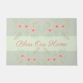 パステルグレーグリーンウィズピンクス ドアマット