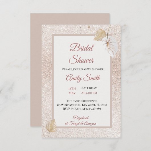 パステルグレーシルクブライダルシャワーインビンテーション 出欠カード (正面/裏面)