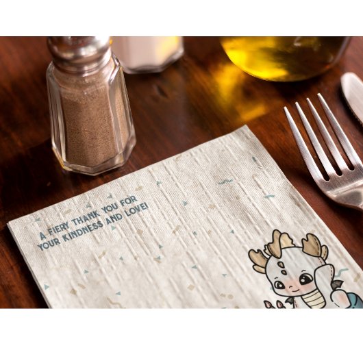 パステルグレーブルーケーキベビードラゴン スタンダードカクテルナプキン