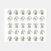 パステルグレーブルーベビードラゴンありがとうステッカー ラベル (シート)