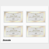 パステルグレー製品ラベル(金ゴールドフレームとロゴ付き) 長方形シール (シート)