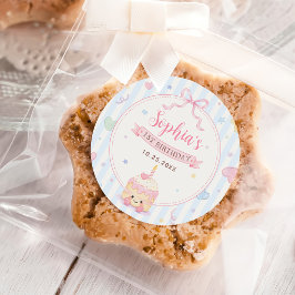 パステルケーキパーティー女の子ファーストバースデー ラウンドシール