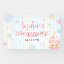 パステルケーキパーティー女の子1歳の誕生日