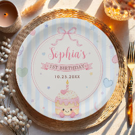 パステルケーキパーティー女の子 初めての誕生日 ペーパープレート