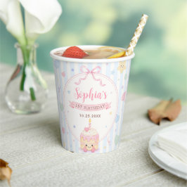 パステルケーキパーティー女の子 初めての誕生日 紙コップ