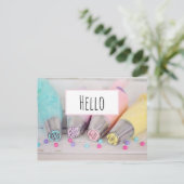 パステルケーキ飾のツールこんにちは ポストカード (スタンド正面)