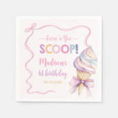 パステルコケットアイスクリームガールズ誕生日 スタンダードカクテルナプキン (正面)