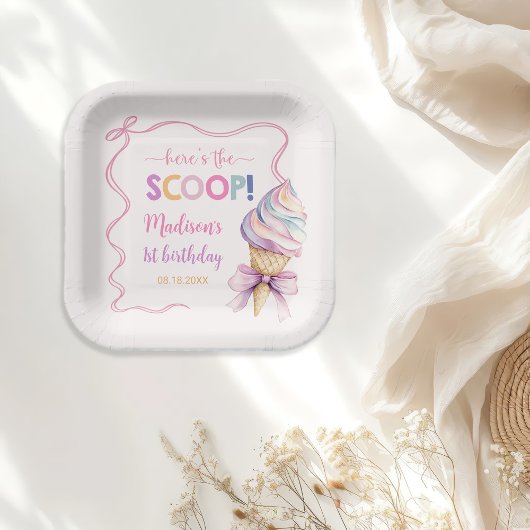 パステルコケットアイスクリームガールズ誕生日 ペーパープレート