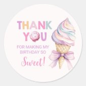 パステルコケットアイスクリームガールズ誕生日 ラウンドシール (正面)