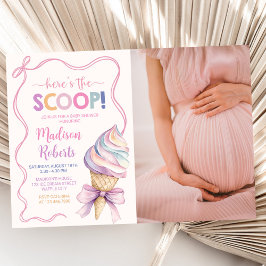 パステルコケットアイスクリームガールベビーシャワー写真 招待状