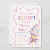 パステルコケットアイスクリームガールベビーシャワー 招待状 (正面)