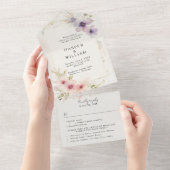 パステルコスモス花rsvp attached 結婚. オールインワン招待状 (貼ってはがせる)