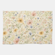 パステルコテージの野の花の水彩画
