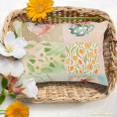 パステルコラージュ背景植物美術自然 アクセントクッション