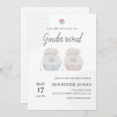 パステルコリアンテーマジェンダーが赤ちゃんシャワーを明かす 招待状 (正面/裏面)