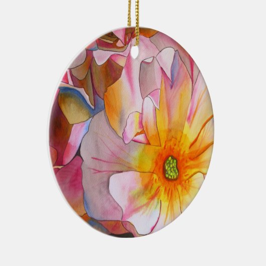 パステルコルネリアバラウォーターカラーアート絵画ズ セラミックオーナメント (右)