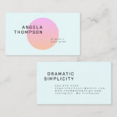 パステルコンテンポラリーティール(緑がかった色)ピンク円グラデーション 名刺 (正面/裏面)