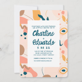 パステルコンテンポラリーモダンカラフルウェディング 招待状