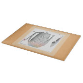 パステルコーヒーポットガラス付き白黒 カッティングボード (角)